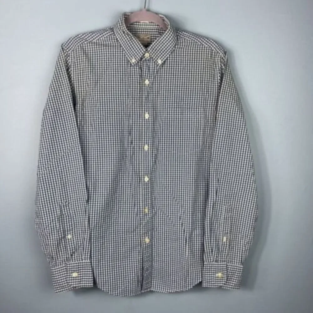 Mens J. Crew L/S 100%‎ Cotton Button-Down Shirt Blue Plaid Medium M